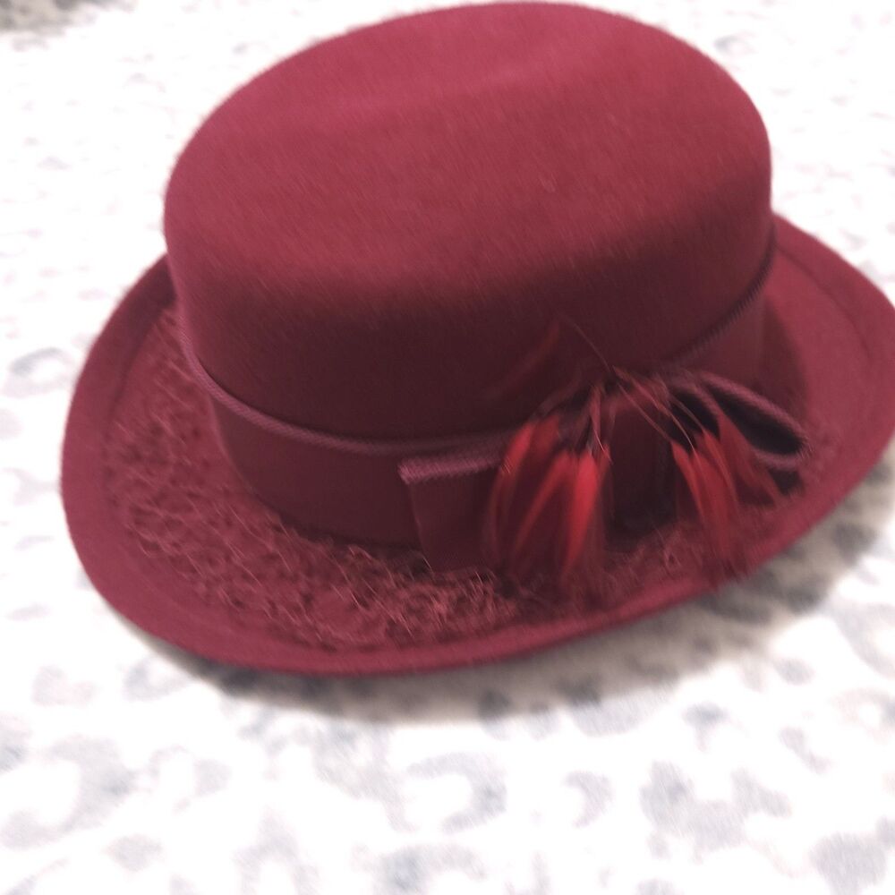 Betmar Hat Womens Burgundy Color 100% Wool - Picture 14 of 14